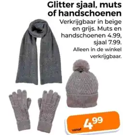 Trekpleister Glitter sjaal, muts of handschoenen aanbieding
