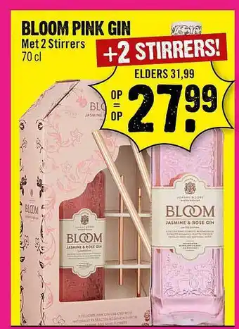 Dirck 3 Bloom pink gin met 2 stirrers 70 cl aanbieding