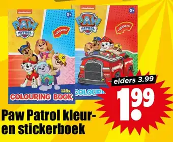Dirk Paw Patrol kleur en stickerboek aanbieding