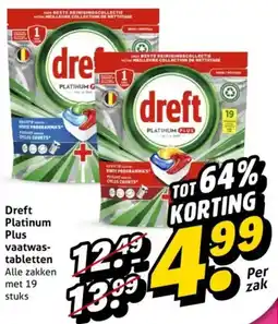 Hoogvliet Dreft Platinum Plus vaatwas tabletten aanbieding