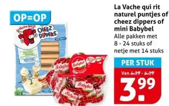 Hoogvliet La Vache qui rit naturel puntjes of cheez dippers of mini Babybel aanbieding