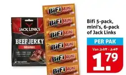 Hoogvliet Bifi 5 pack, mini's, 6 pack of Jack Links aanbieding
