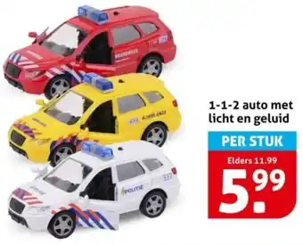 Hoogvliet 1-1-2 auto met licht en geluid aanbieding