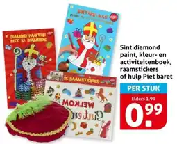 Hoogvliet Sint diamond paint, kleur en activiteitenboek, raamstickers of hulp Piet baret aanbieding