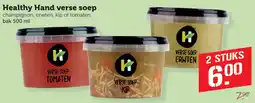 Coop Healthy Hand verse soep champignon, erwten, kip of tomaten aanbieding