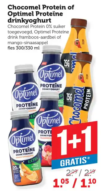 Coop Chocomel Protein of Optimel Proteïne drinkyoghurt aanbieding