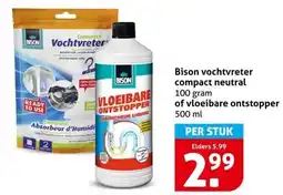 Hoogvliet Bison vochtvreter compact neutral 100 gram of vloeibare ontstopper 500 ml aanbieding