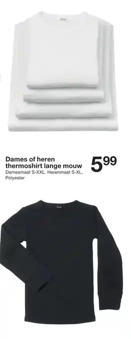 Zeeman Dames of heren thermoshirt lange mouw aanbieding