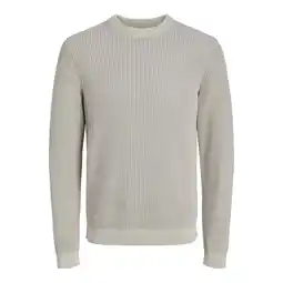 ANWB Jack & Jones Heren Rib Washed Knit Crew Neck Grijs aanbieding