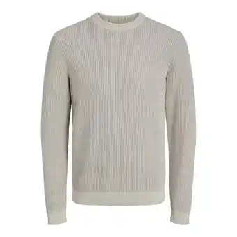 ANWB Jack & Jones Heren Rib Washed Knit Crew Neck Grijs aanbieding