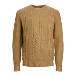 ANWB Jack & Jones Heren Caden Knit Crew Neck Bruin aanbieding