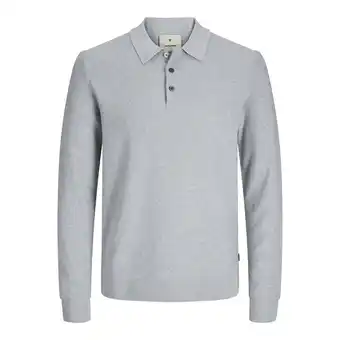 ANWB Jack & Jones Heren Sandri Knit Polo LS Grijs aanbieding