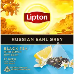 Dekamarkt Lipton Zwarte thee Russian earl grey kop 20 zk aanbieding