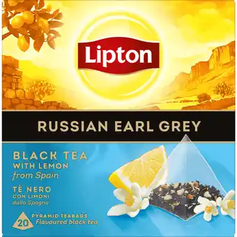 Dekamarkt Lipton Zwarte thee Russian earl grey kop 20 zk aanbieding