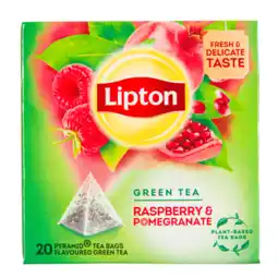 Dekamarkt Lipton Groene thee raspberry & pomegr 20 zk aanbieding