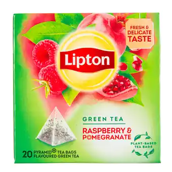 Dekamarkt Lipton Groene thee raspberry & pomegr 20 zk aanbieding