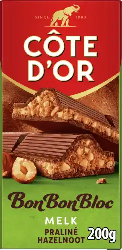 Dekamarkt Côte d'Or Bonbonbloc praline melk noten aanbieding