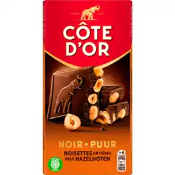 Dekamarkt Côte d'Or Bloc chocoladereep puur hazelnoten aanbieding