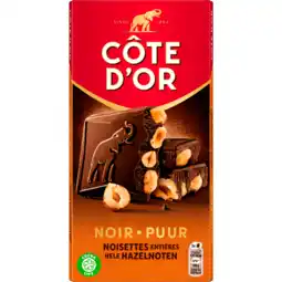 Dekamarkt Côte d'Or Bloc chocoladereep puur hazelnoten aanbieding