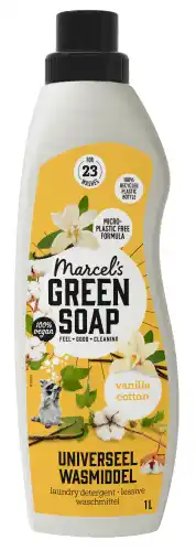 Dekamarkt Marcel's Green Soap Vloeibaar wasmiddel vanilla cotton 23 wasb aanbieding