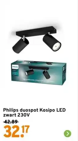 GAMMA Philips duospot Kosipo LED zwart 230V aanbieding
