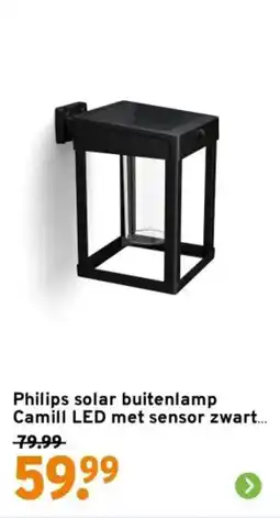 GAMMA Philips solar buitenlamp Camill LED met sensor zwart aanbieding