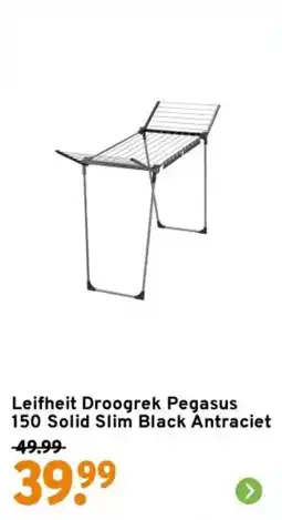 GAMMA Leifheit Droogrek Pegasus 150 Solid Slim Black Antraciet aanbieding