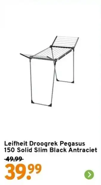 GAMMA Leifheit Droogrek Pegasus 150 Solid Slim Black Antraciet aanbieding