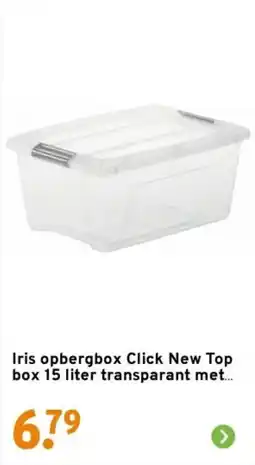 GAMMA Iris opbergbox Click New Top box 15 liter transparant aanbieding