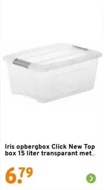GAMMA Iris opbergbox Click New Top box 15 liter transparant aanbieding