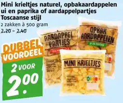 Poiesz Mini krieltjes naturel, opbakaardappelen ui en paprika of aardappelpartjes Toscaanse stijl aanbieding