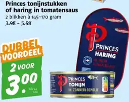 Poiesz Princes tonijnstukken of haring in tomatensaus aanbieding