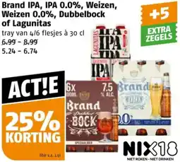Poiesz Brand IPA, IPA 0.0%, Weizen, Weizen 0.0%, Dubbelbock of Lagunitas aanbieding