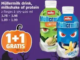 Poiesz Müllermilk drink, milkshake of protein aanbieding