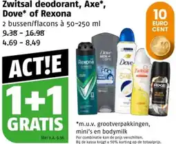 Poiesz Zwitsal deodorant, Axe, Dove of Rexona aanbieding