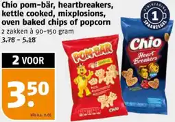 Poiesz Chio pom-bär, heartbreakers, kettle cooked, mixplosions, oven baked chips of popcorn aanbieding