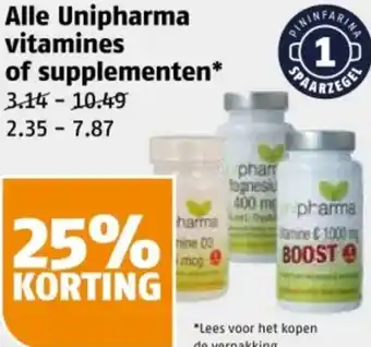Poiesz Alle Unipharma vitamines of supplementen aanbieding