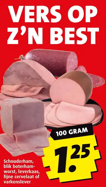 Boni Schouderham, blik boterhamworst, leverkaas, fijne cervelaat of varkenslever aanbieding