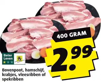 Boni Bovenpoot, hamschijf, krabjes, vleesribben of spekribben aanbieding