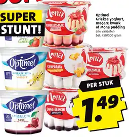 Boni Optimel Griekse yoghurt, magere kwark of Mona pudding aanbieding