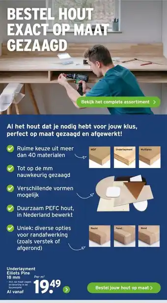 GAMMA Underlayment Elliots Pine 18 mm aanbieding