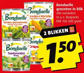 Boni Bonduelle groenten in blik aanbieding