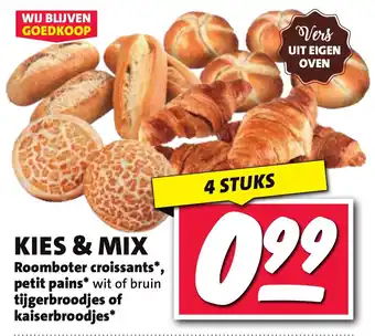 Nettorama Roomboter croissants, petit pains wit of bruin tijgerbroodjes of kaiserbroodjes aanbieding