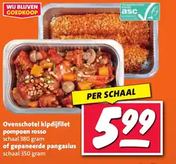 Nettorama Ovenschotel kipdijfilet pompoen rosso of gepaneerde pangasius aanbieding