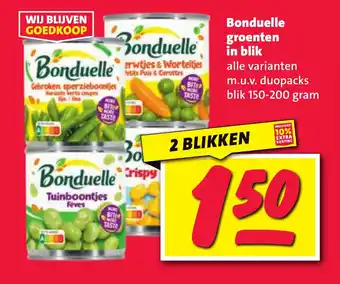 Nettorama Bonduelle groenten in blik aanbieding