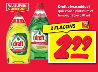 Nettorama Dreft afwasmiddel quickwash platinum of lemon aanbieding