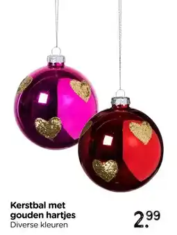 Xenos Kerstbal met gouden hartjes aanbieding