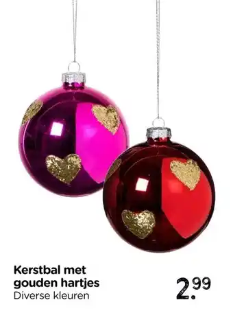 Xenos Kerstbal met gouden hartjes aanbieding