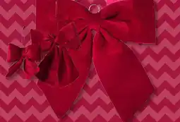 Xenos Kerststrik velvet roze of donkerrood middel aanbieding