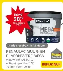 Praxis RENAULAC MUUR- EN PLAFONDVERF MÉGA aanbieding